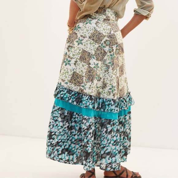 ANTHROPOLOGIE RAGA PATCHWORK COTTON MAXI SKIRT size S - Picture 2 of 5